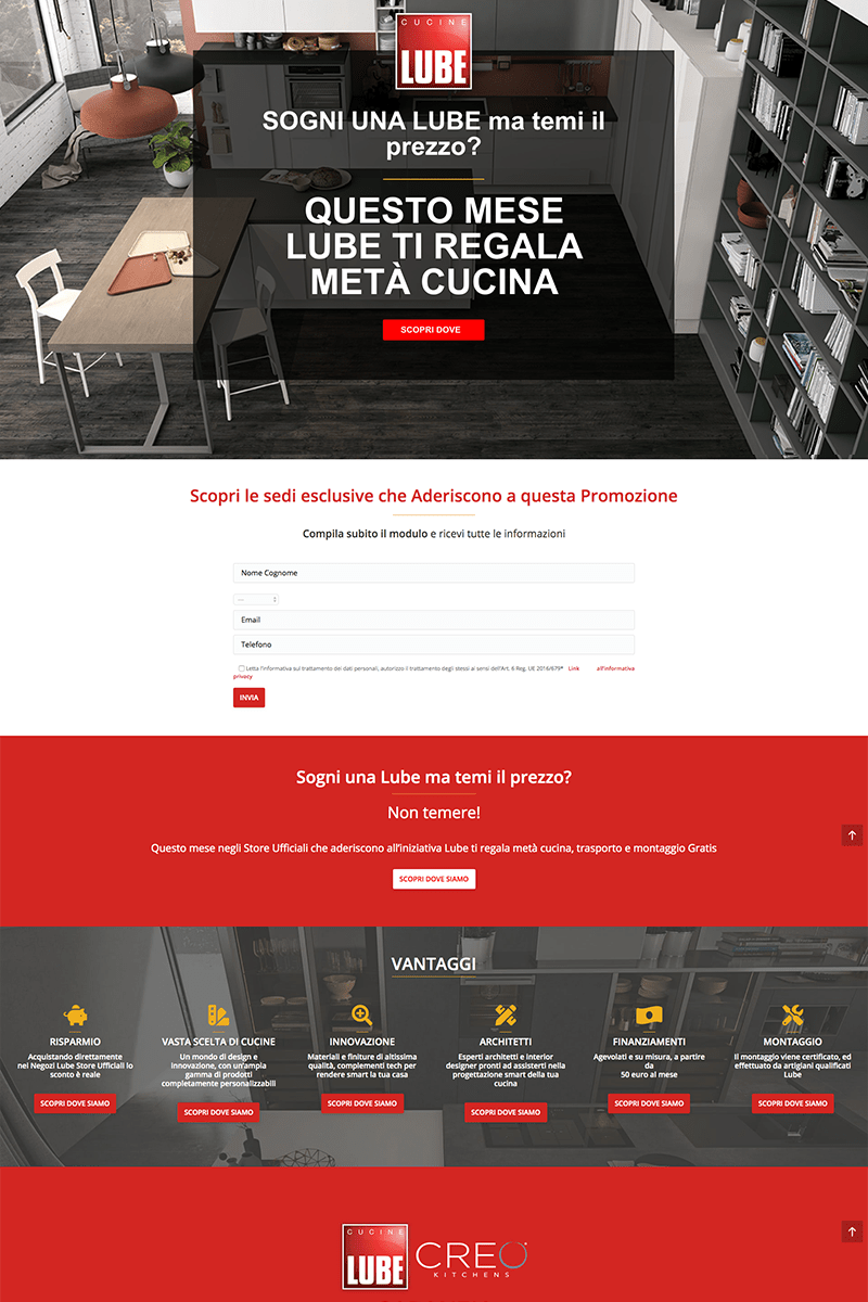 Lube cucine Landing Page